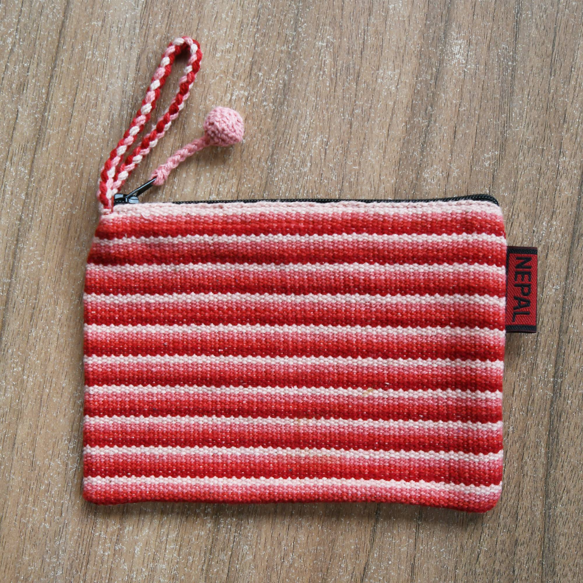 Handloomed Cotton WSDO Fair Trade Mini Bag - Coral