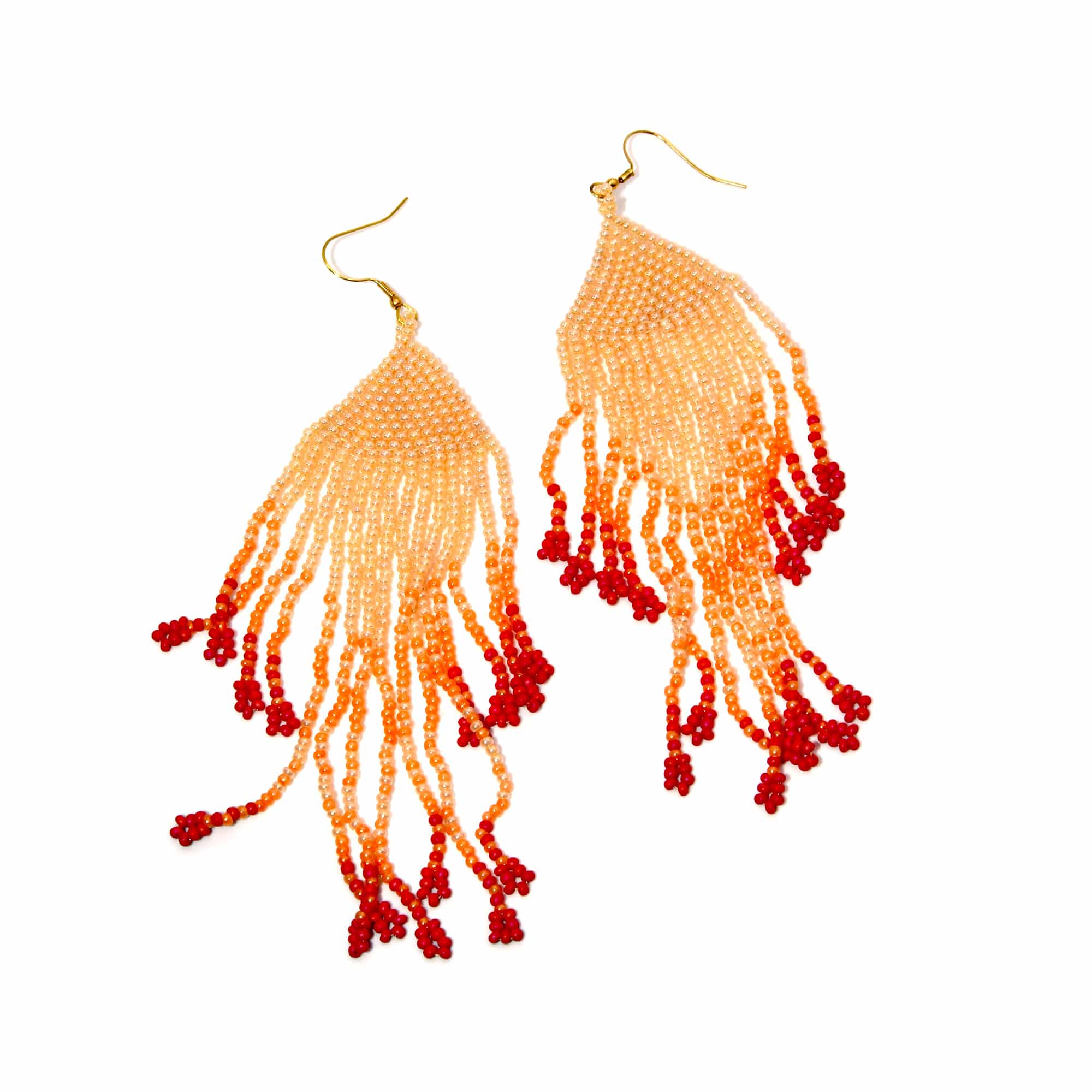 Coral Step Ombre Fringe Earring