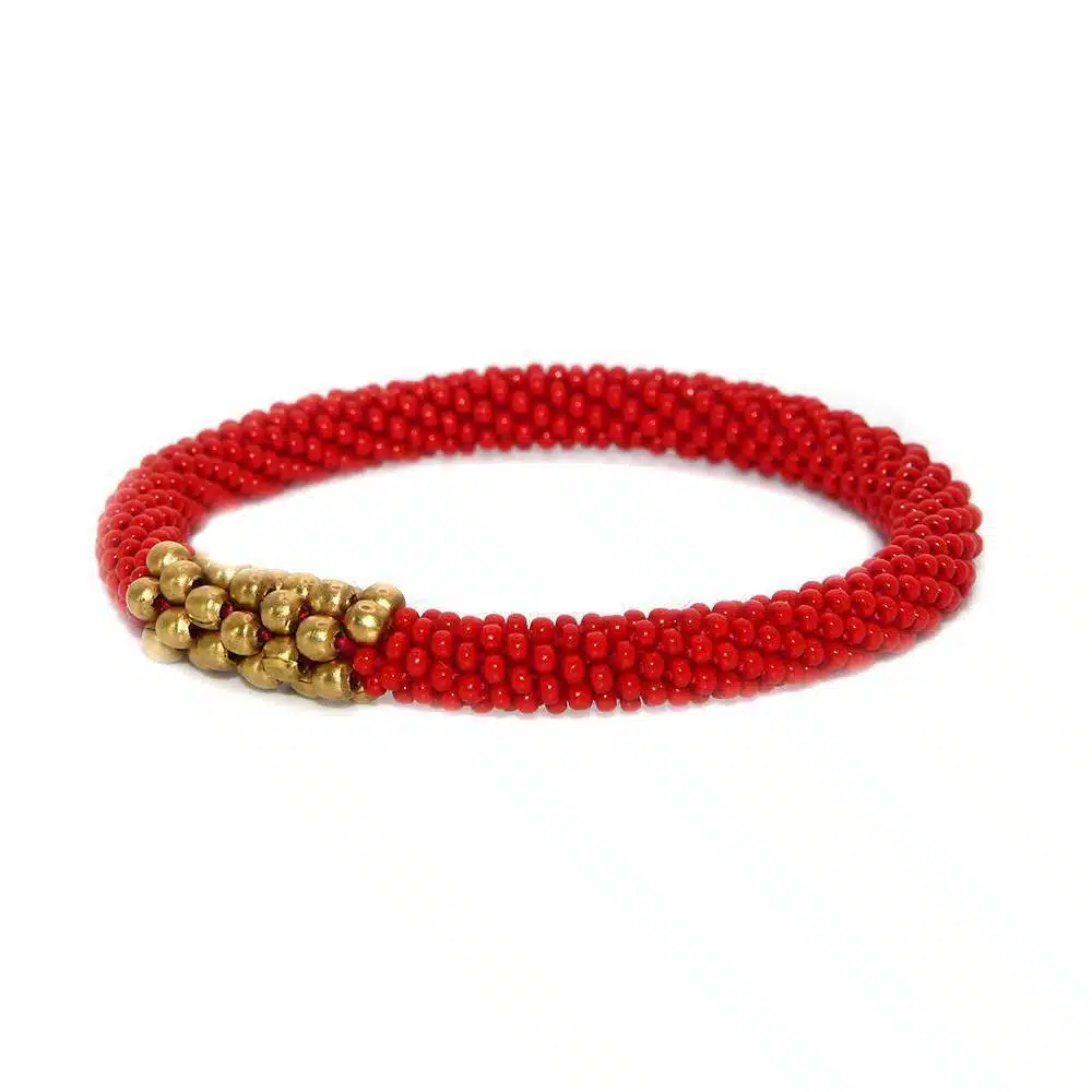 Metal Bubble Beads in Red Bracelet