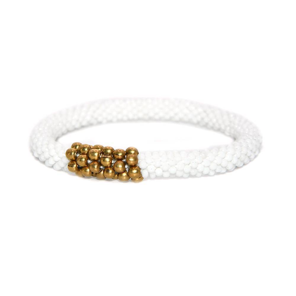 Metal Bubble Beads in White Bracelet