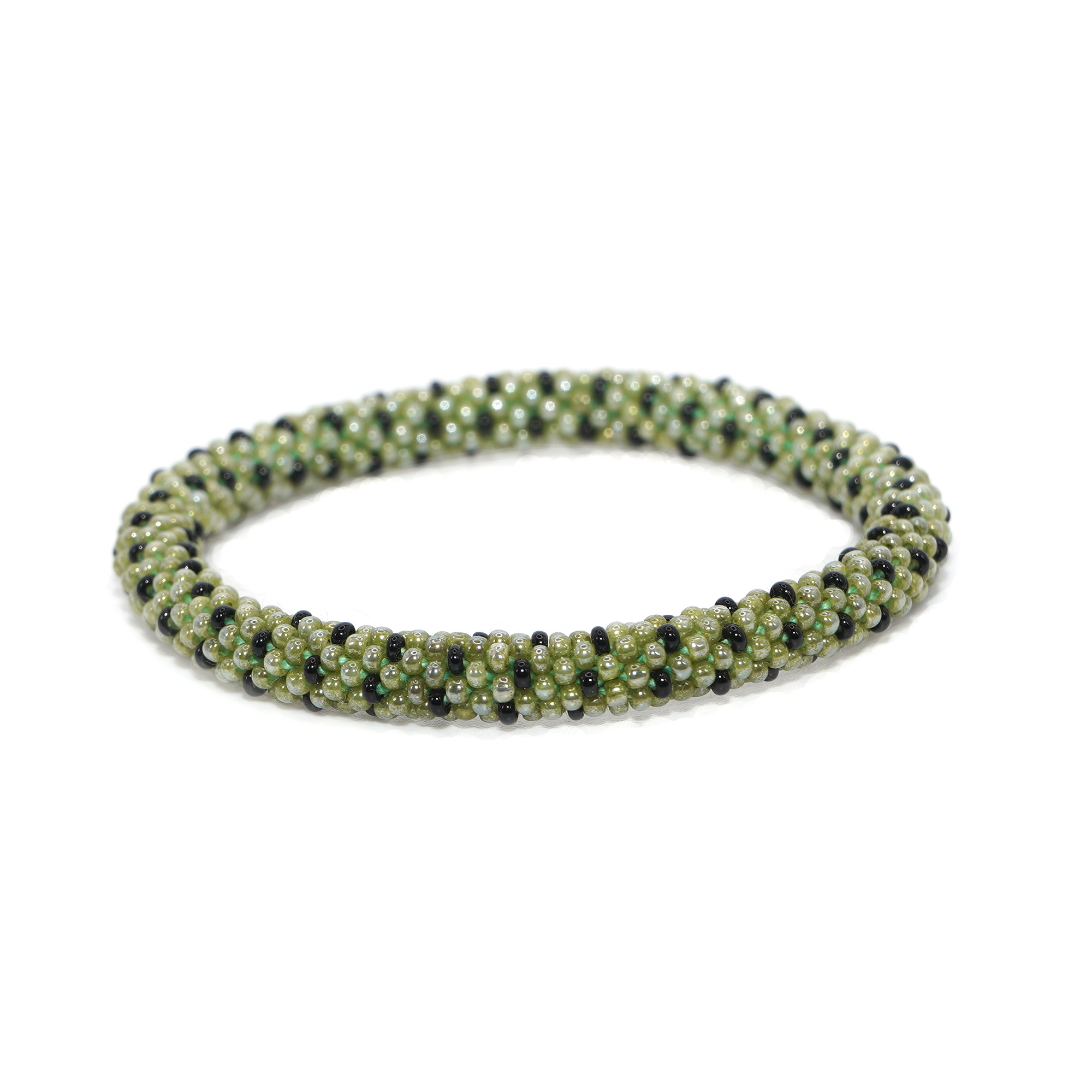 Black Polka in Green Bracelet