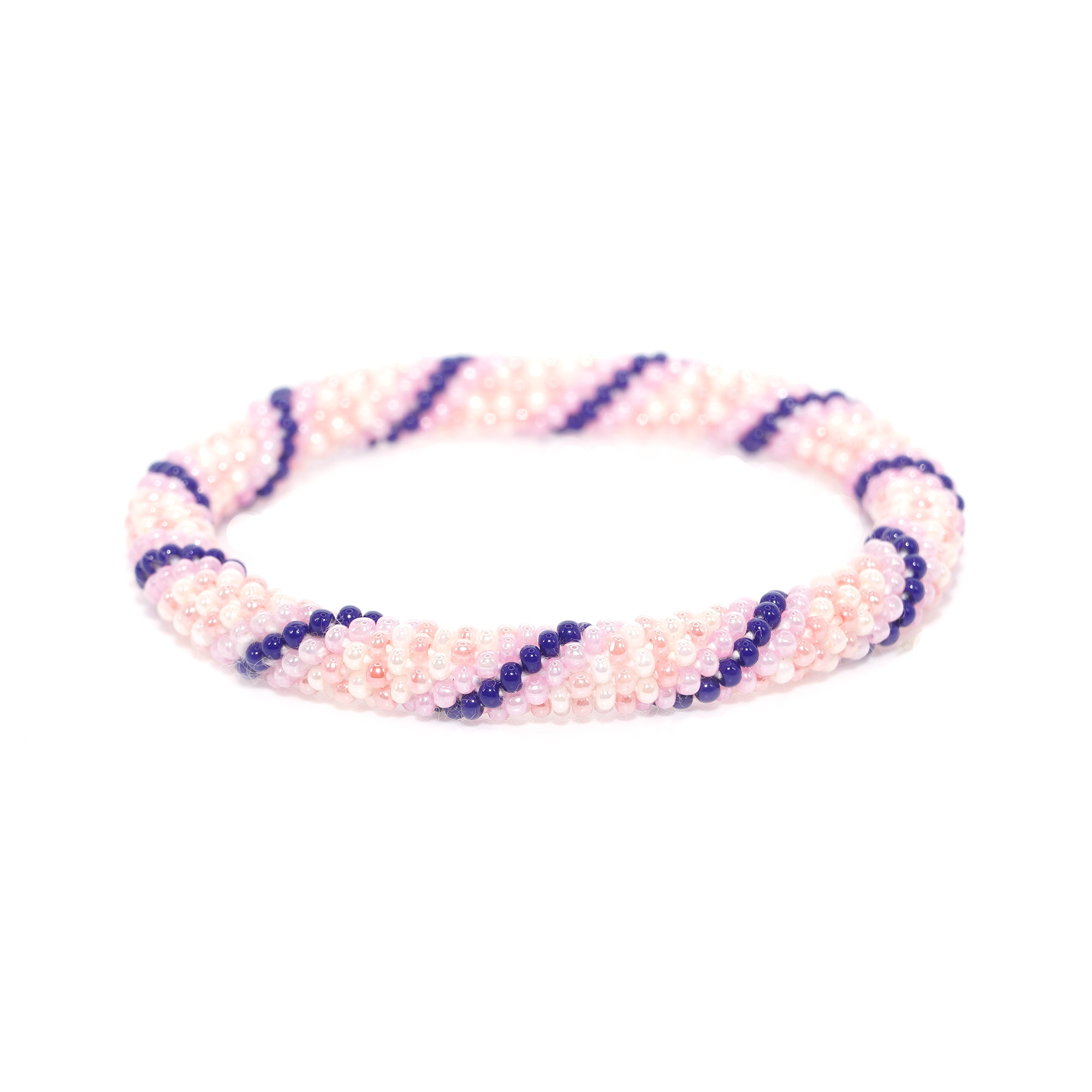 Pink Spiral Glass Bead Bracelet