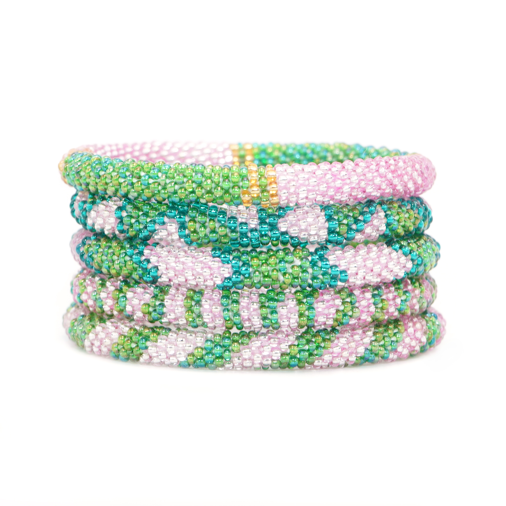 Green x Pink Bracelets - Set of 5 Bracelets