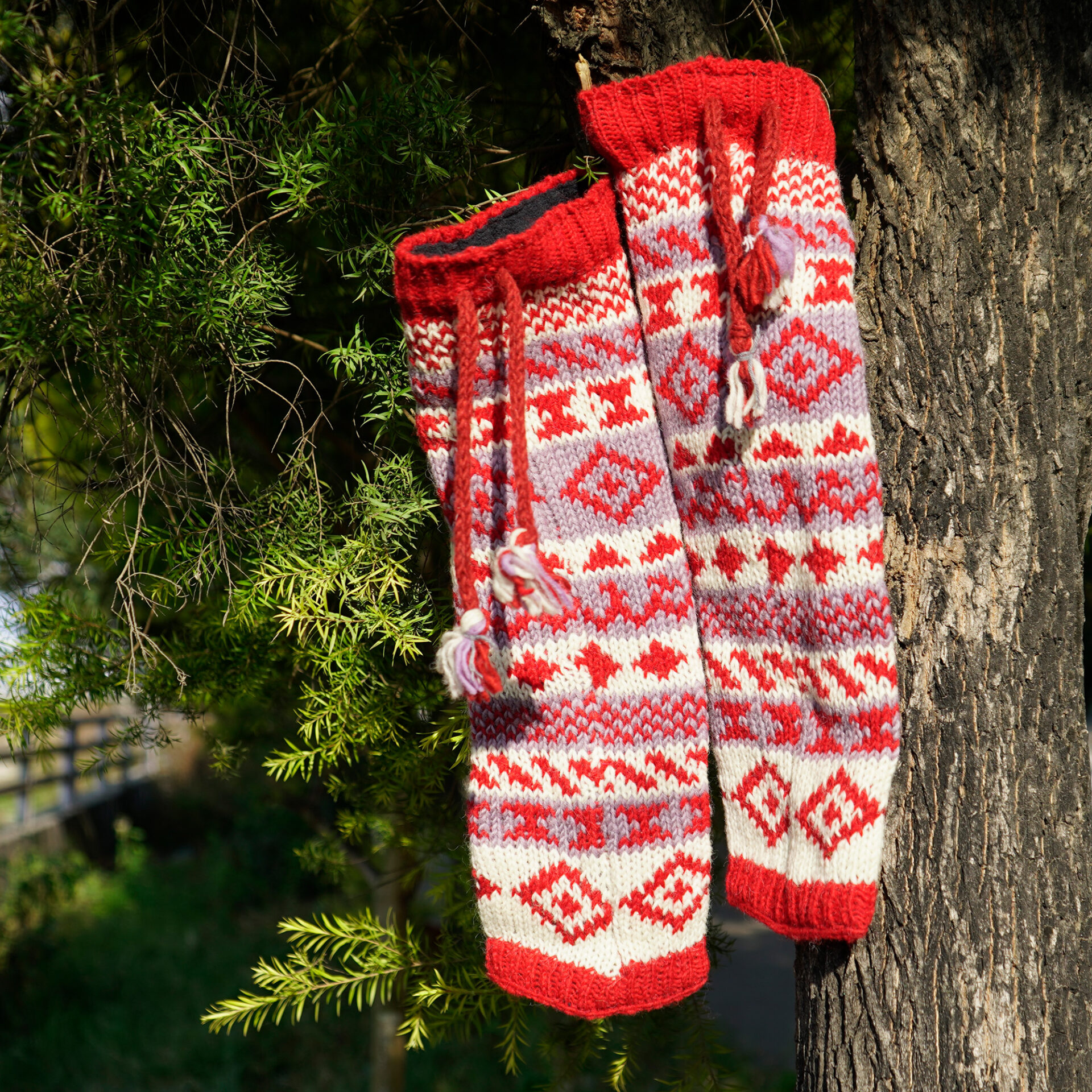 Christmas Red Woollen Leg Warmers